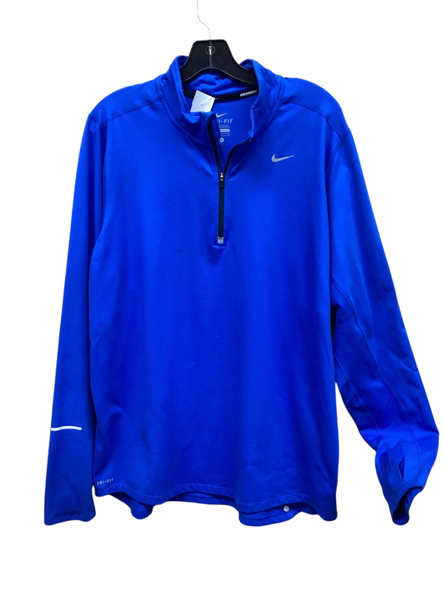 Athletic Top Long Sleeve Collar By Nike In Blue, Size: L