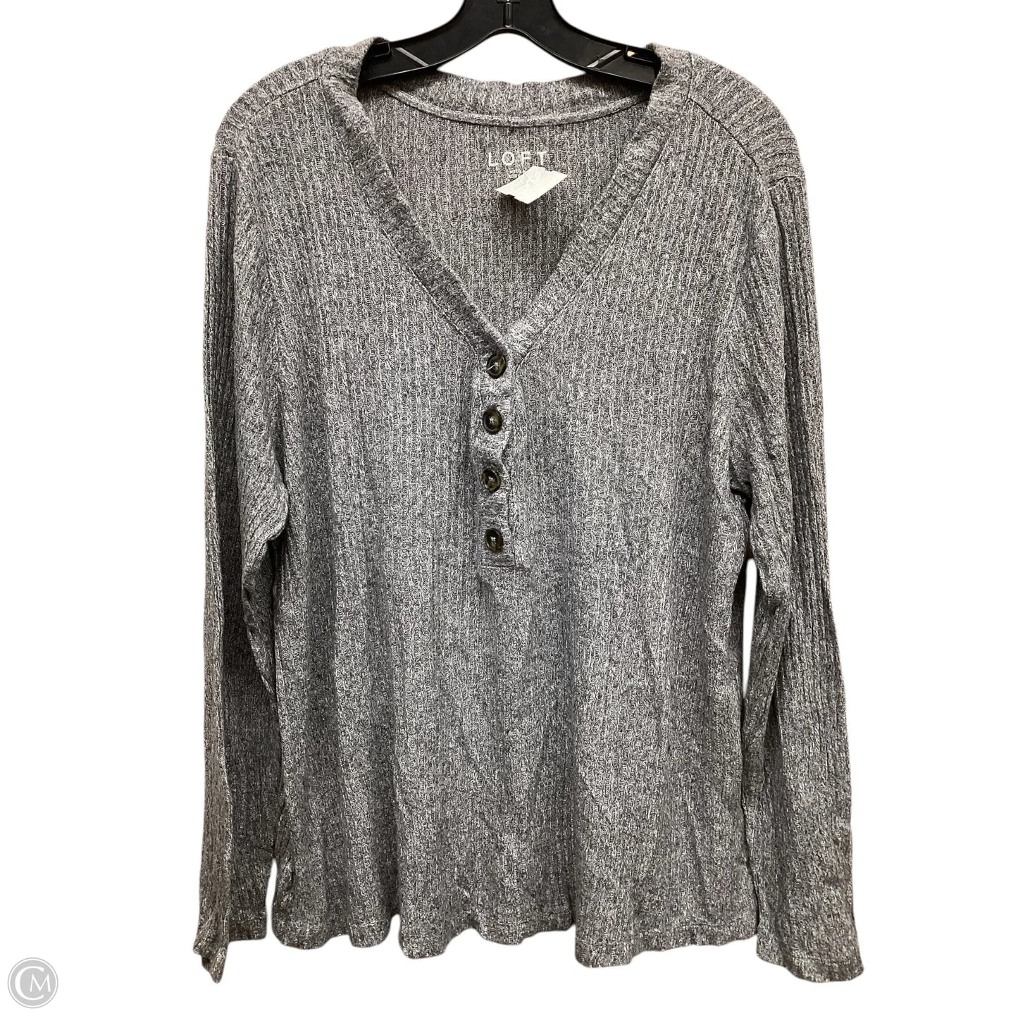 Top Long Sleeve By Loft In Grey, Size: L