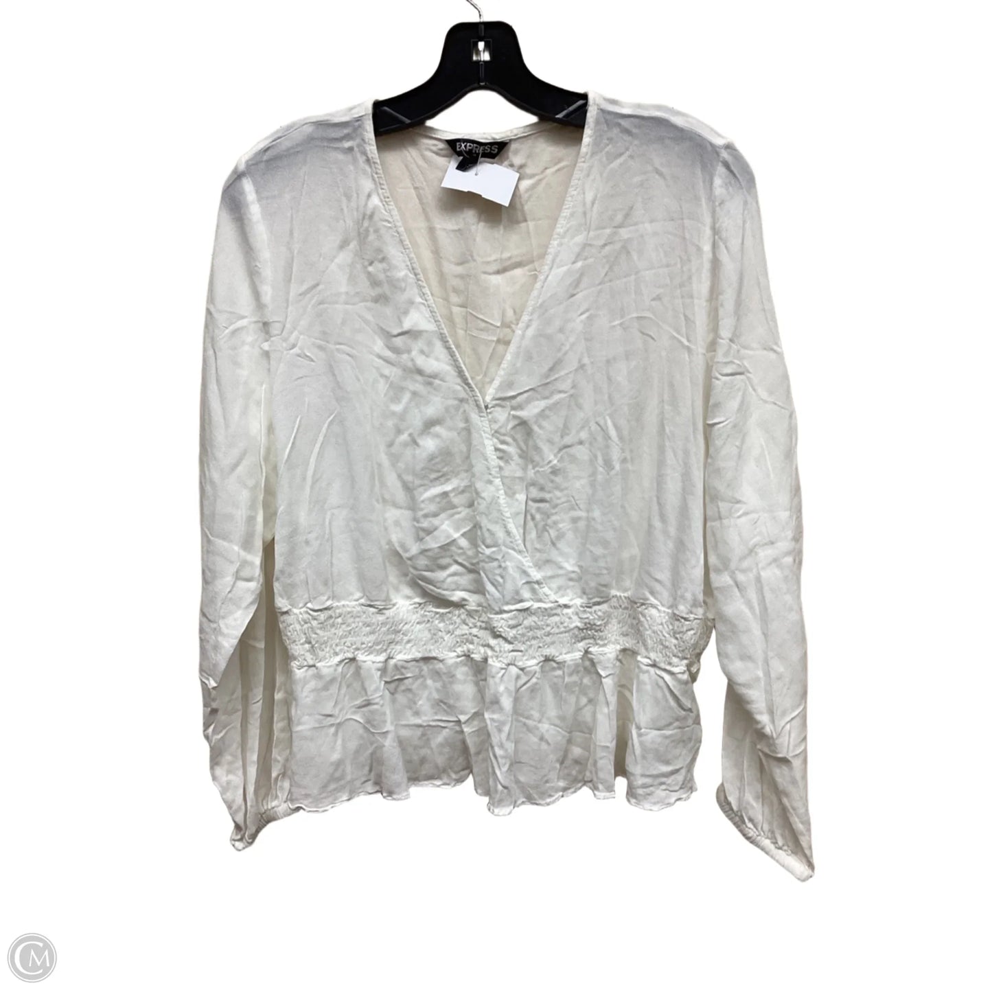 Top Long Sleeve By Express In White, Size: Xl