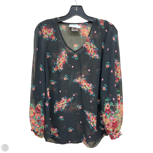 Top Long Sleeve By Cabi In Floral Print, Size: Xs