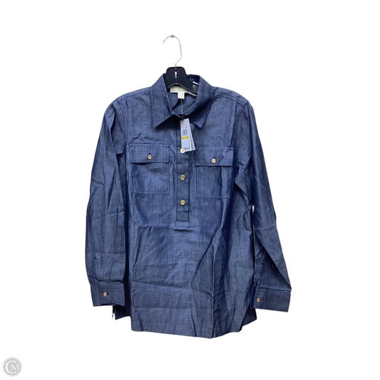 Top Long Sleeve By Michael By Michael Kors In Blue Denim, Size: M