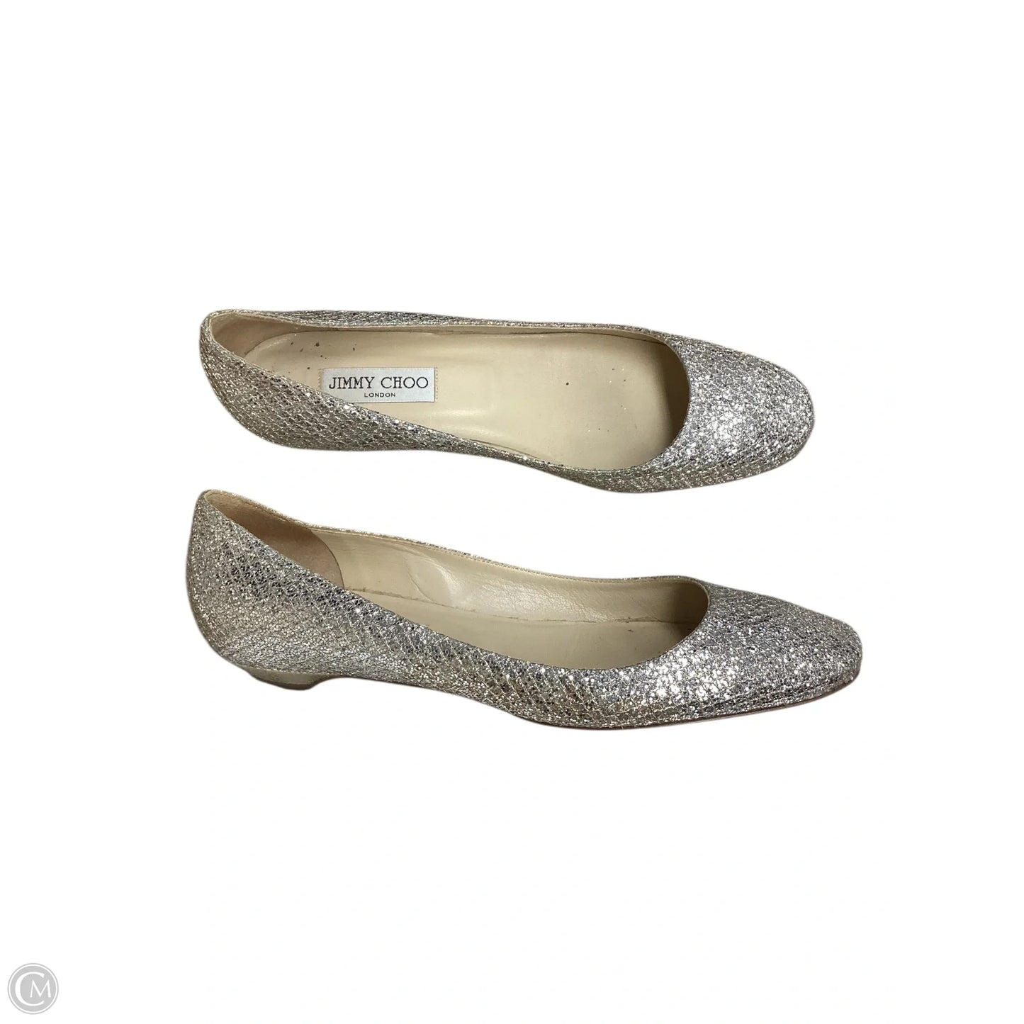 Shoes Luxury Designer By Jimmy Choo In Silver, Size: 9
