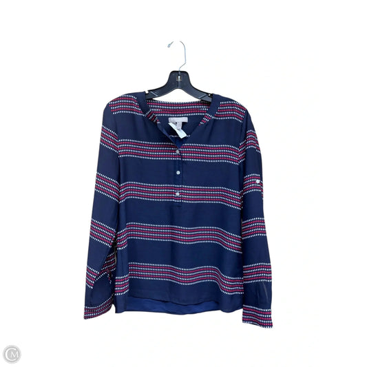 Top Long Sleeve By Banana Republic In Blue & Red, Size: S