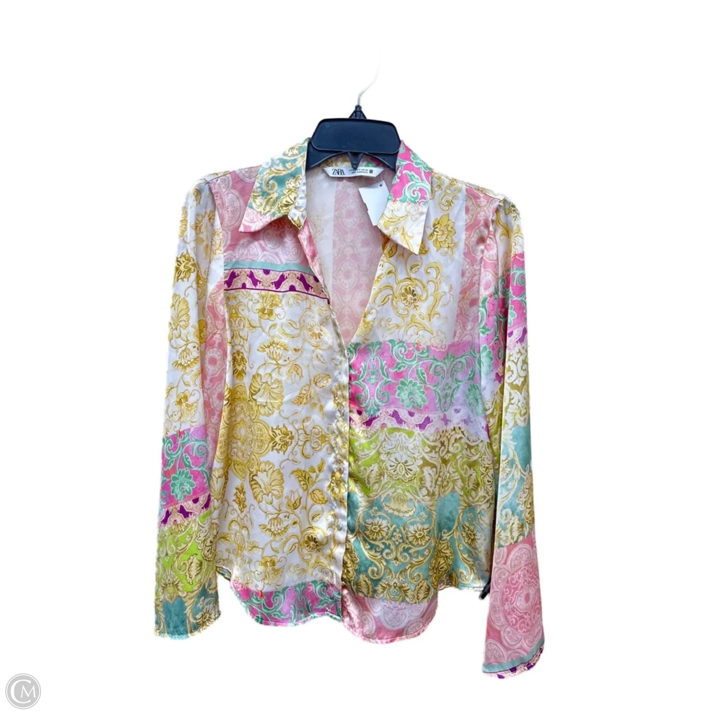 Top Long Sleeve By Zara In Floral Print, Size: S