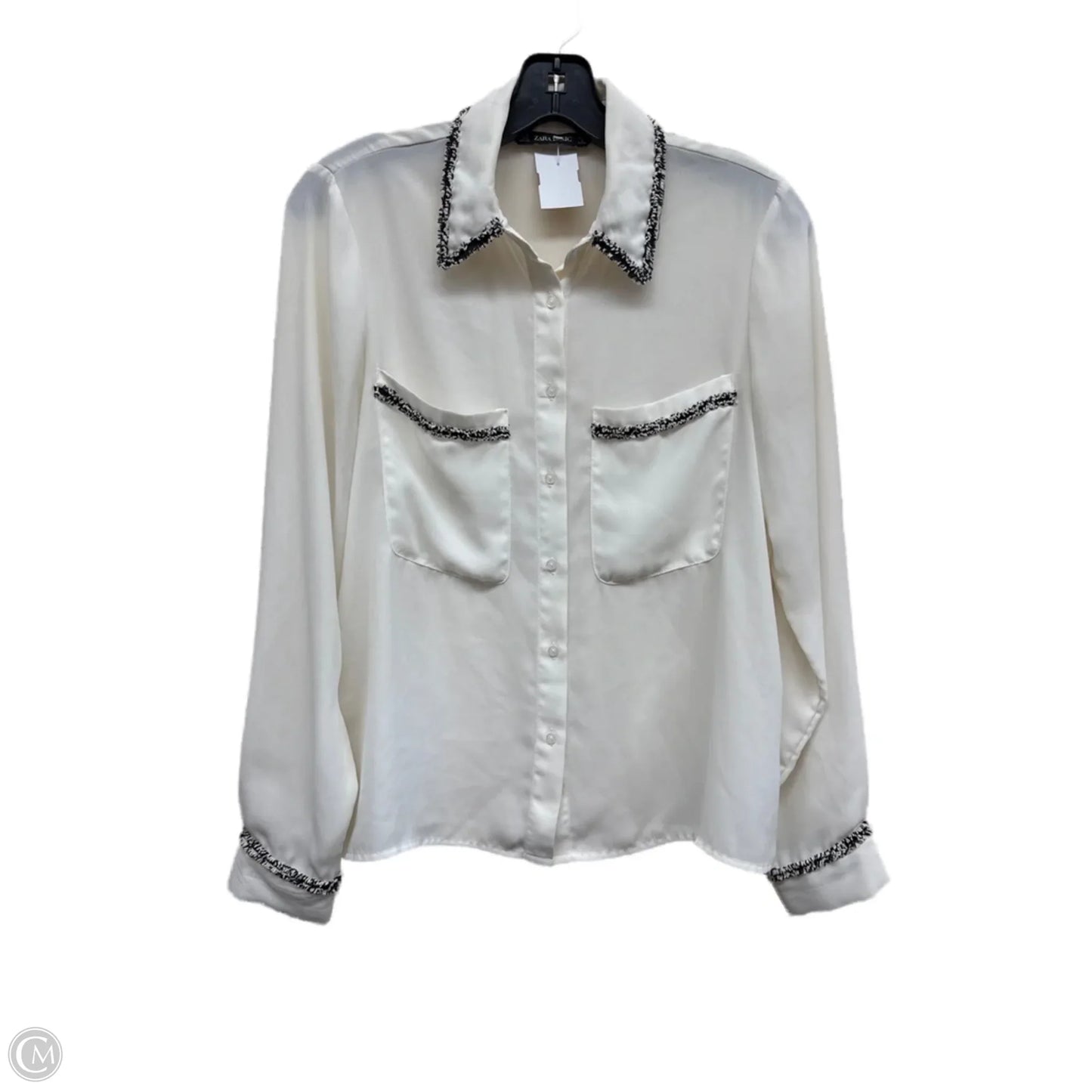 Top Long Sleeve By Zara In White, Size: M