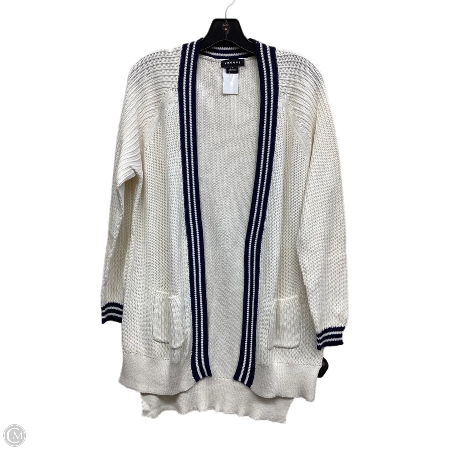 Sweater Cardigan By Trouve In Blue & White, Size: S
