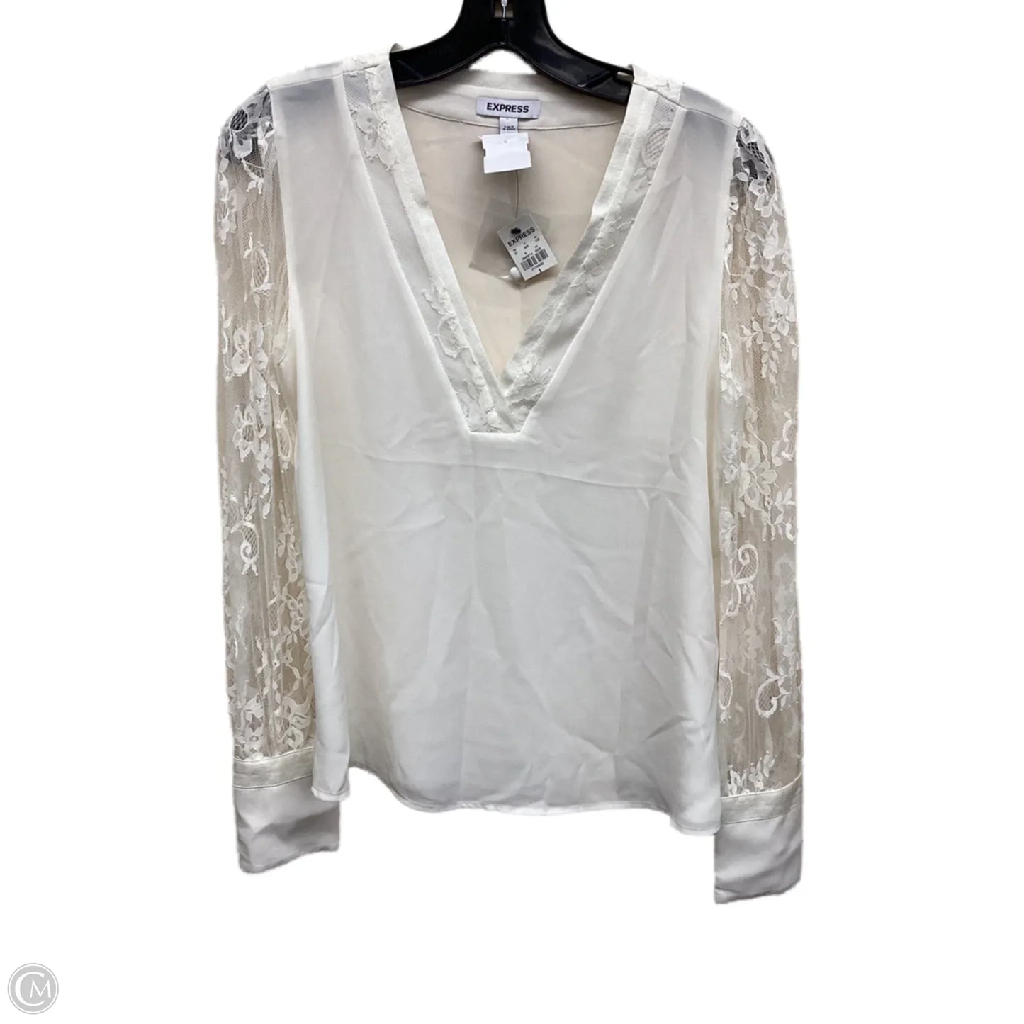 Top Long Sleeve By Express In White, Size: S