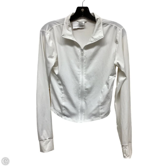 Athletic Top Long Sleeve Collar By Clothes Mentor In White, Size: L