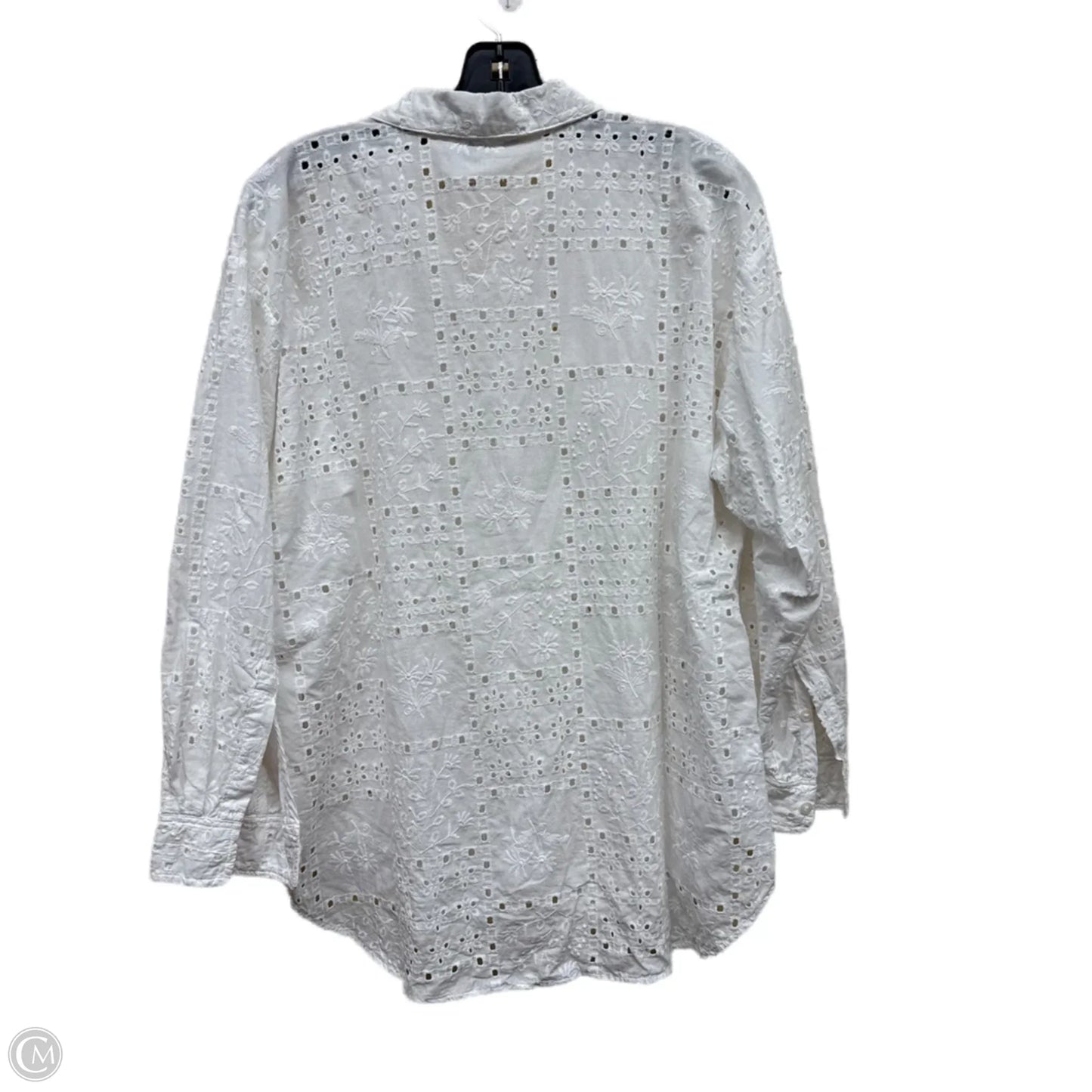 Top Long Sleeve By Loft In White, Size: L