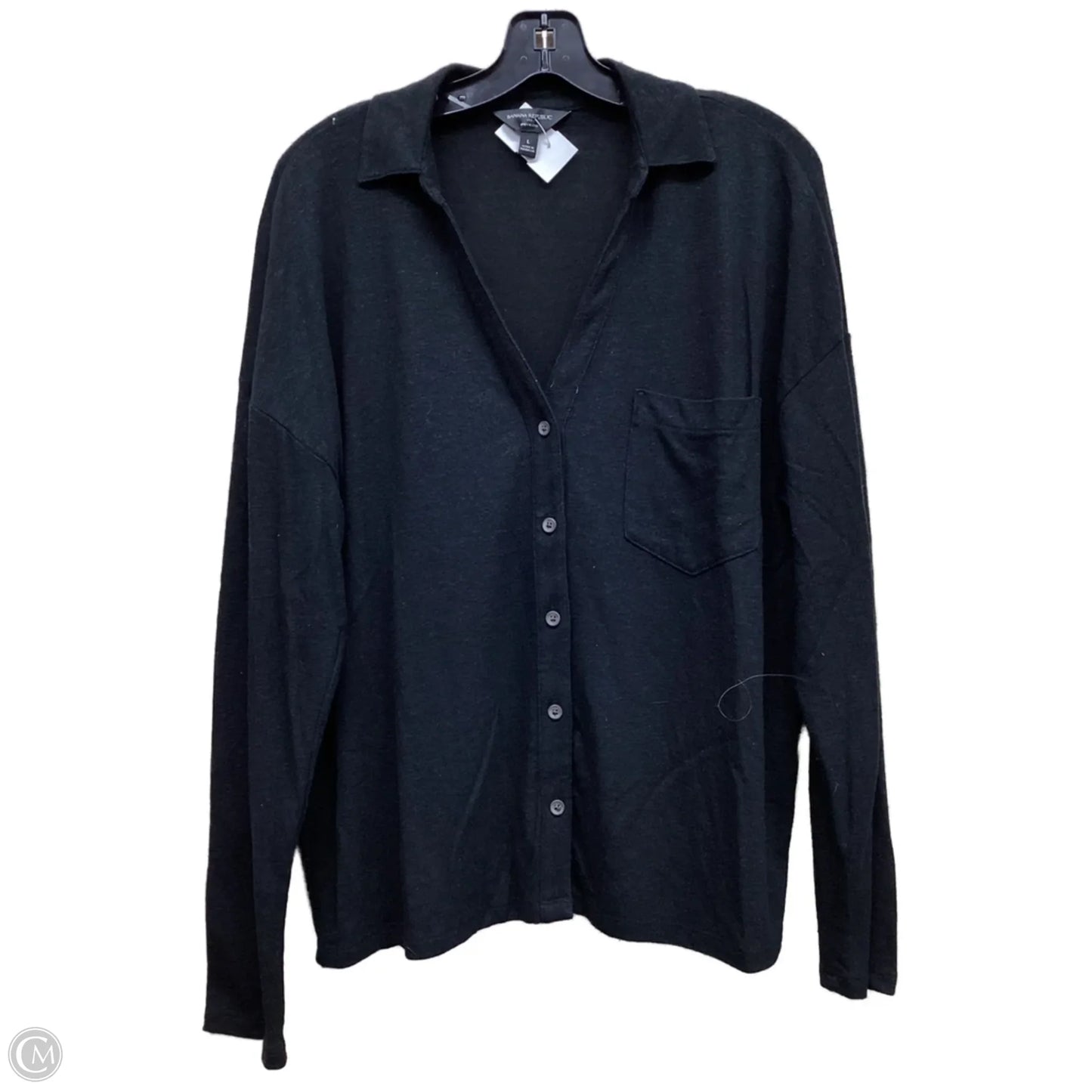 Top Long Sleeve By Banana Republic In Black, Size: L