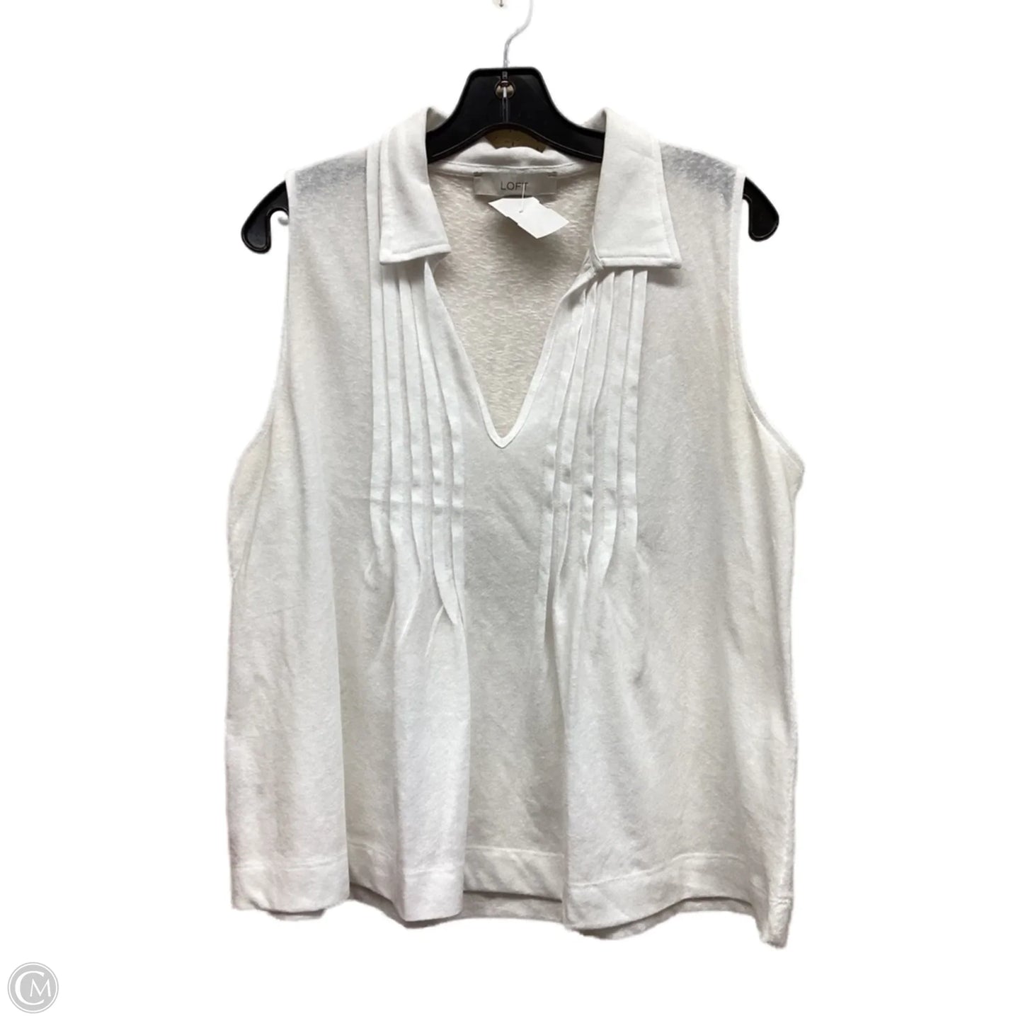 Top Sleeveless By Loft In White, Size: L