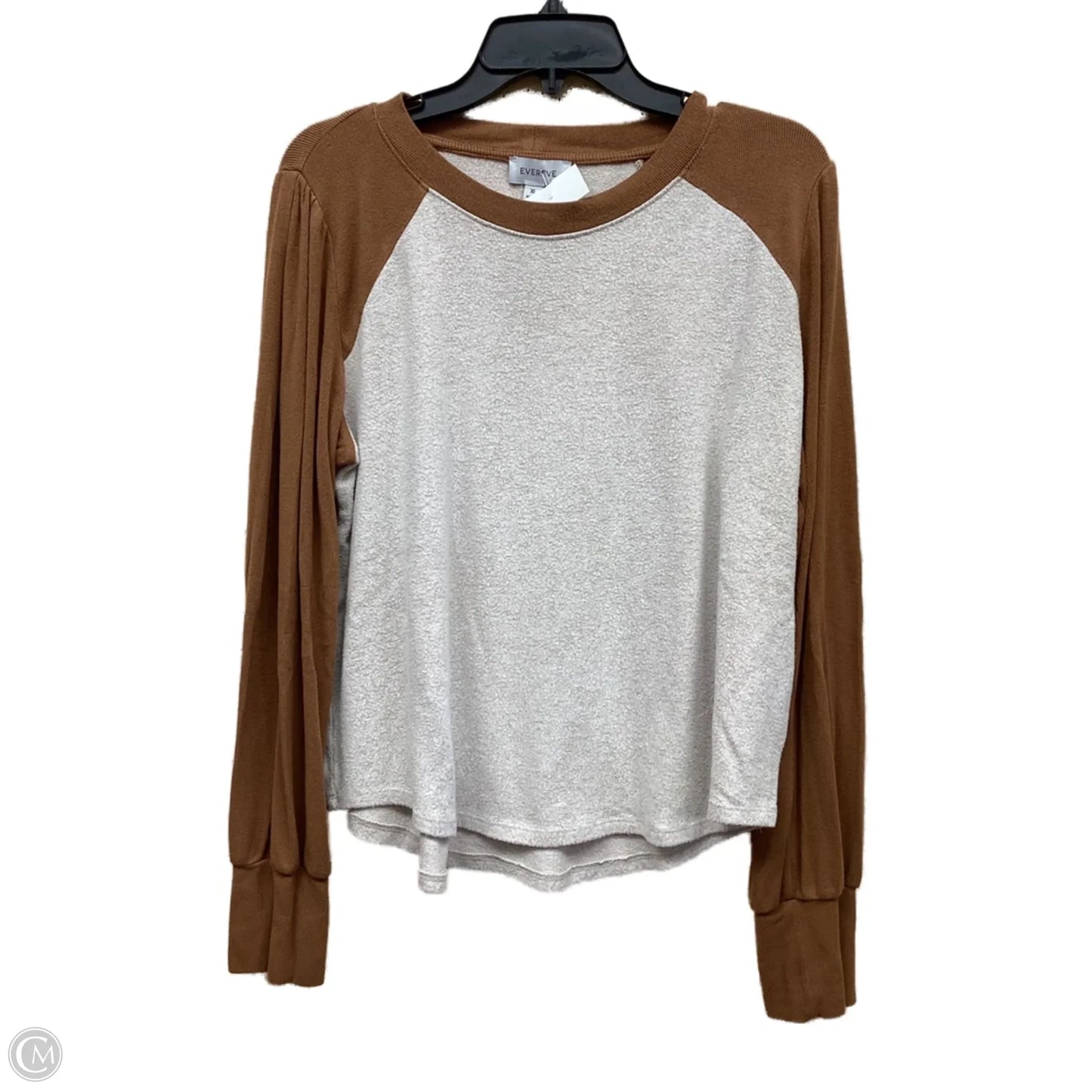 Top Long Sleeve By Evereve In Tan, Size: Xl