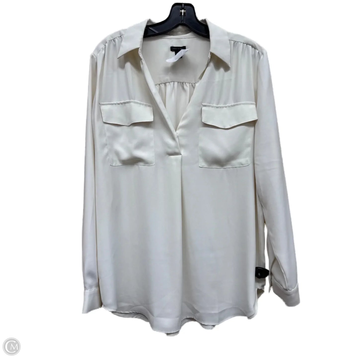 Top Long Sleeve By Ann Taylor In White, Size: L