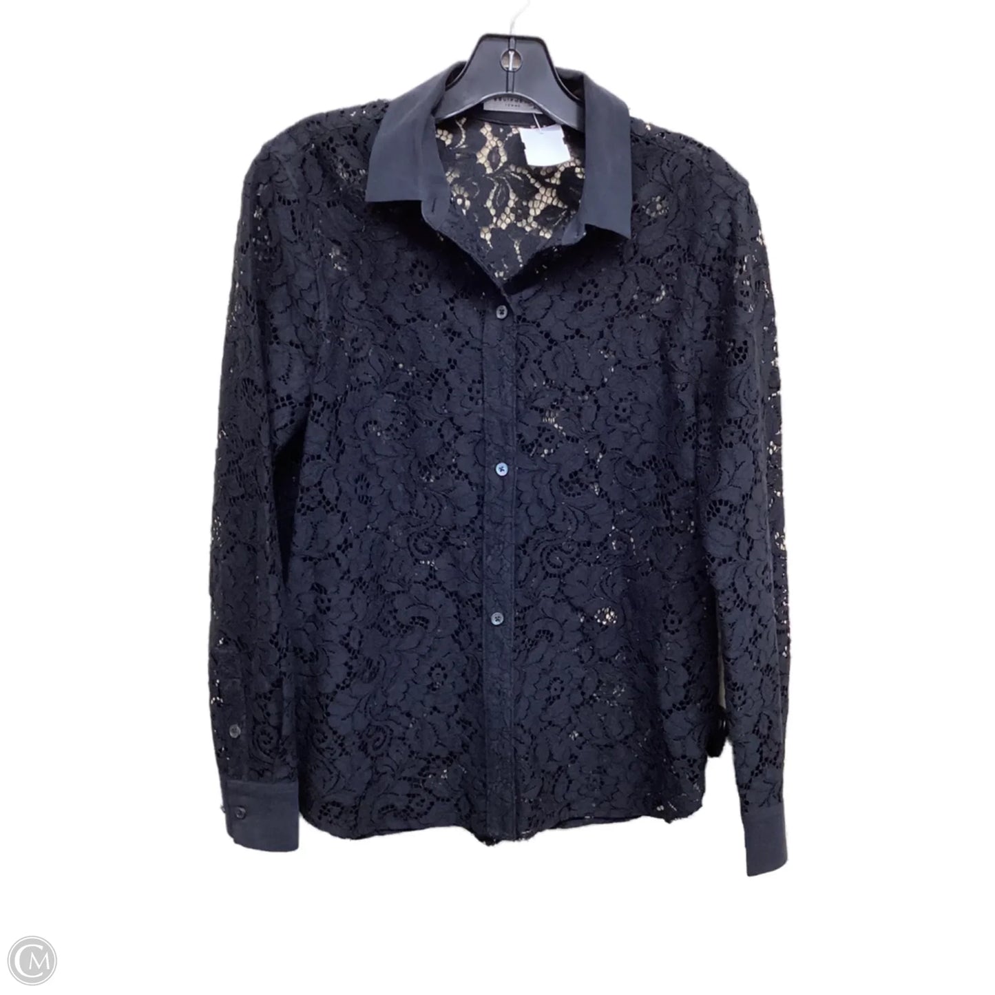 Top Long Sleeve By Equipment In Black, Size: S