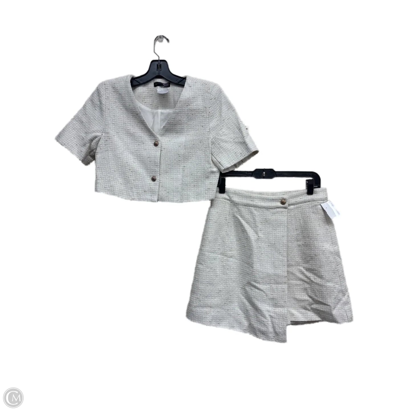 Skirt Suit 2pc By Clothes Mentor In White, Size: L
