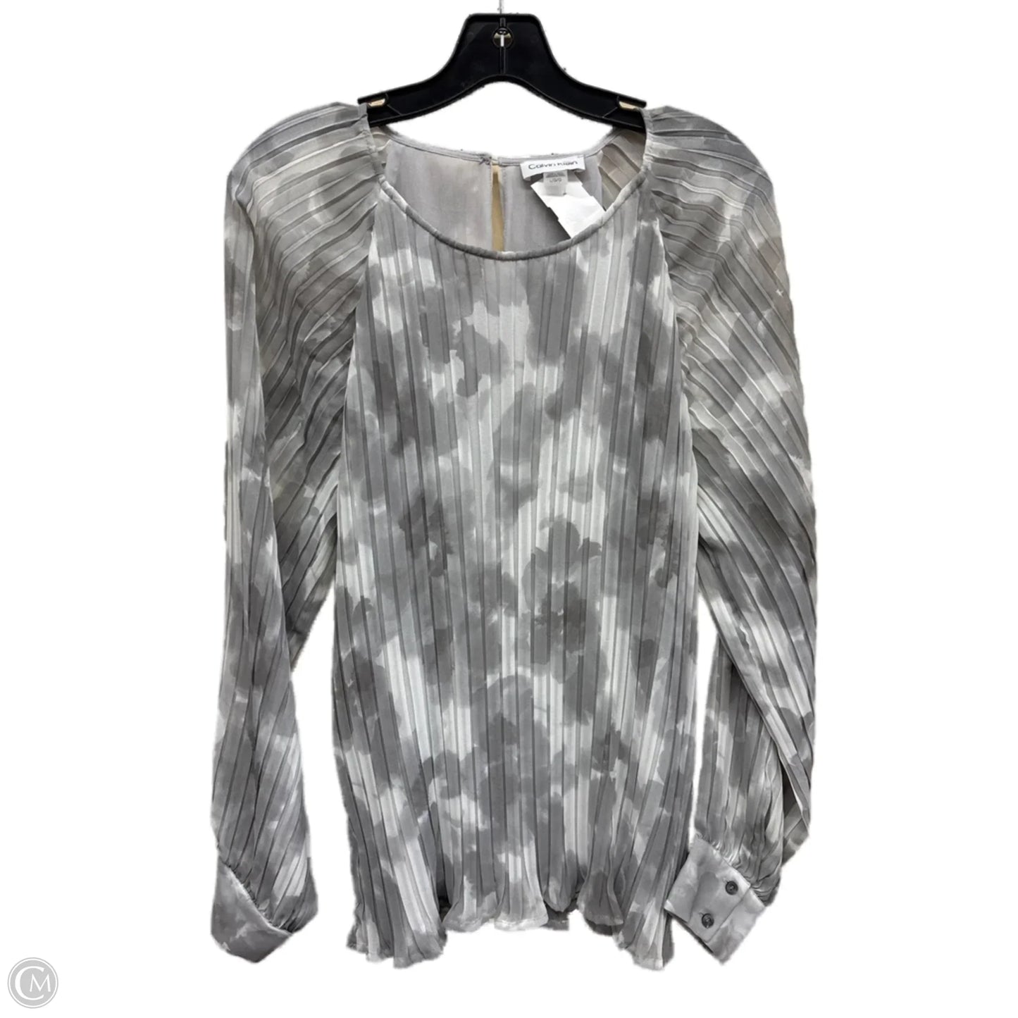 Top Long Sleeve By Calvin Klein In Grey, Size: L