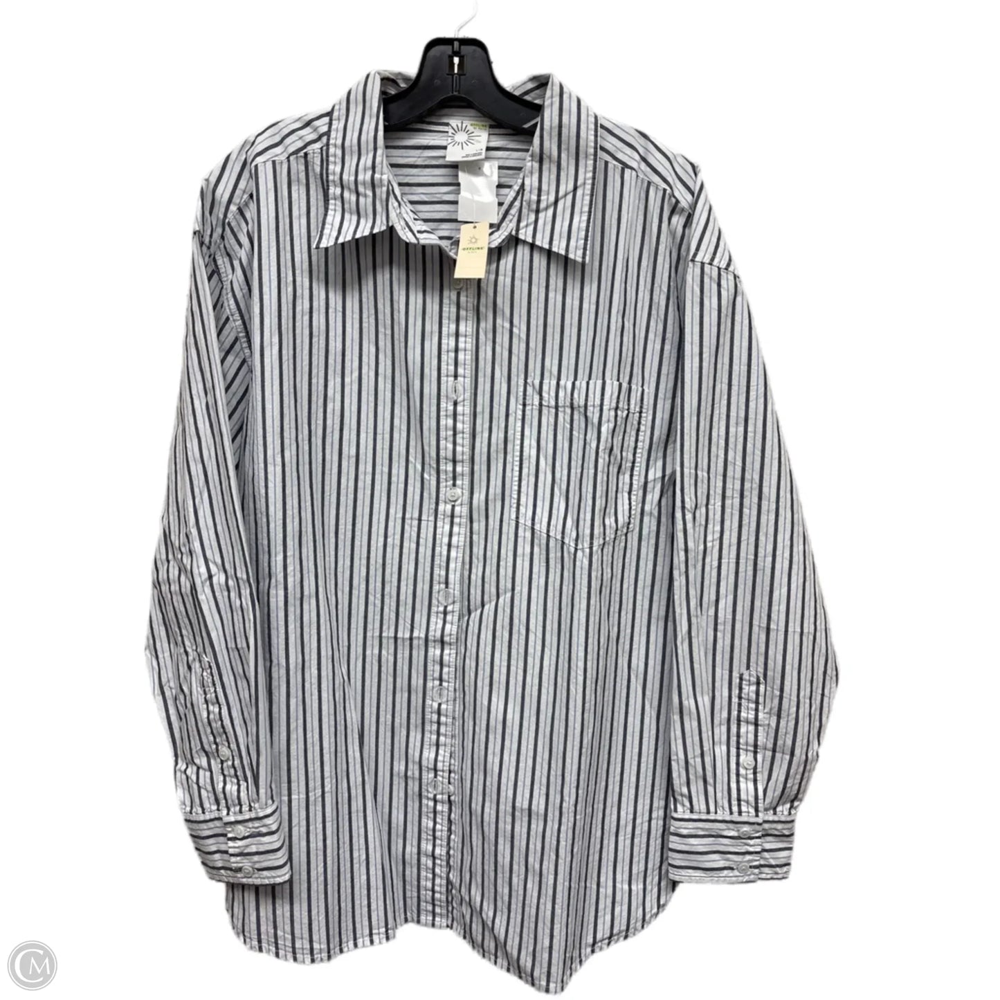 Top Long Sleeve By Aerie In Striped Pattern, Size: L