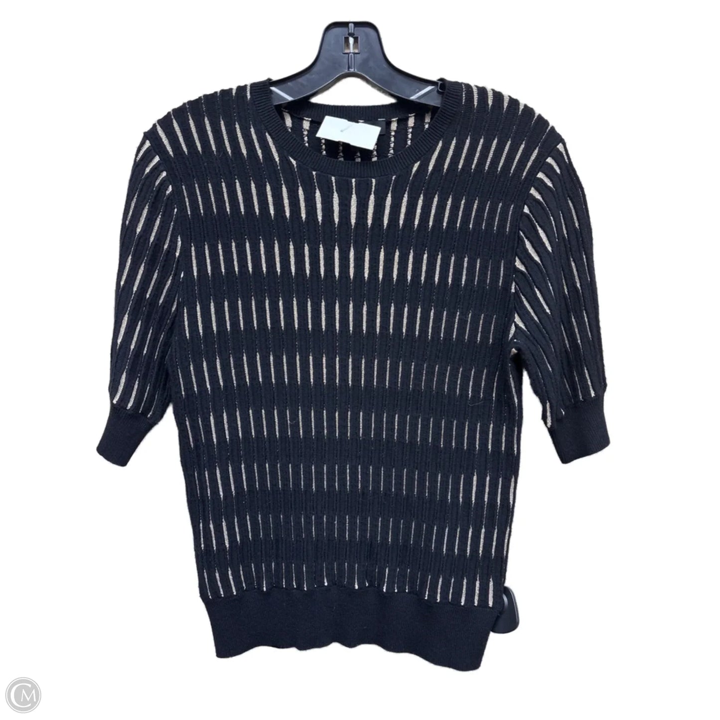 Top Short Sleeve By Ann Taylor In Black & Gold, Size: S