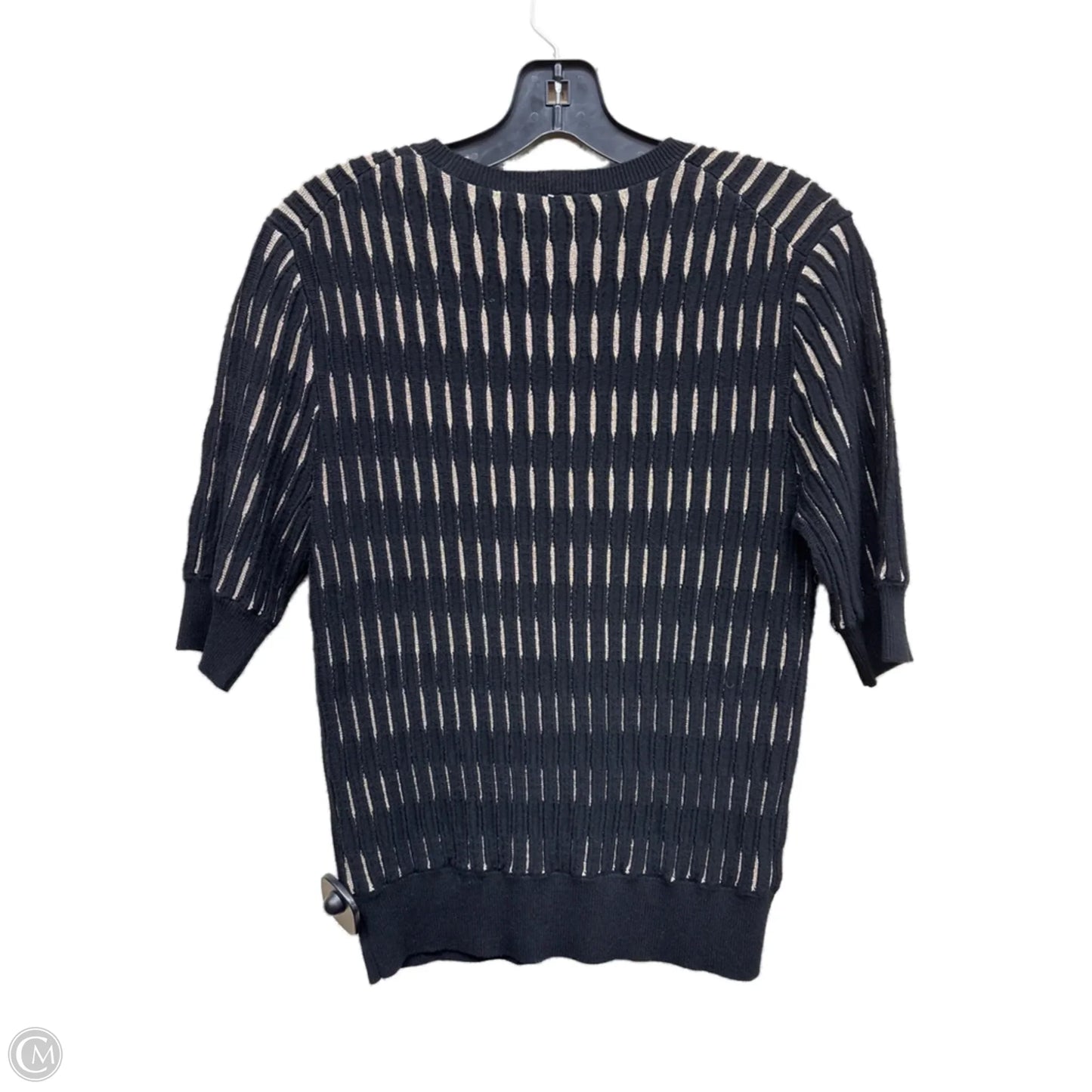 Top Short Sleeve By Ann Taylor In Black & Gold, Size: S