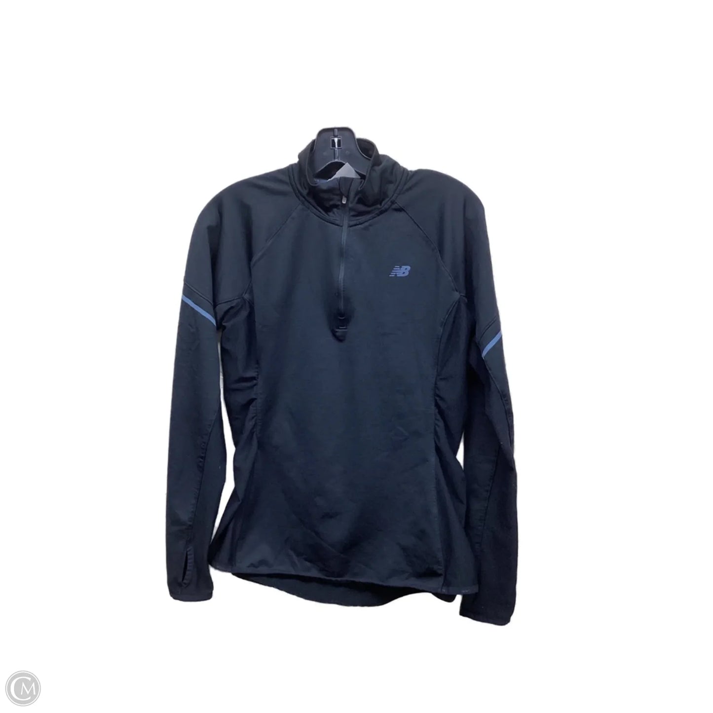 Athletic Top Long Sleeve Collar By New Balance In Black, Size: M