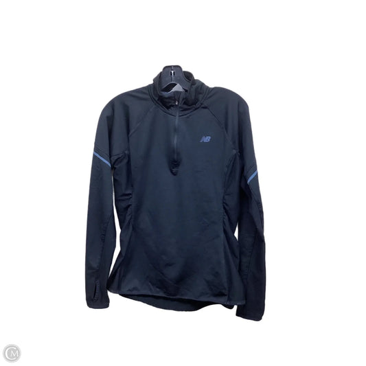 Athletic Top Long Sleeve Collar By New Balance In Black, Size: M