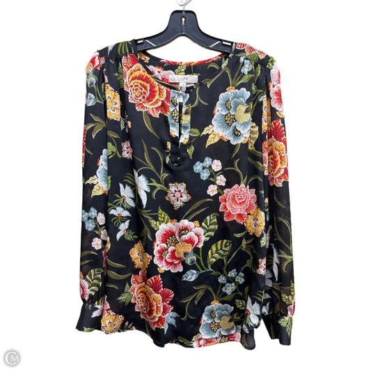 Top Long Sleeve By Loft In Floral Print, Size: M