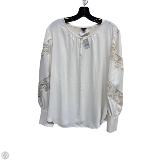 Top Long Sleeve By Ann Taylor In White, Size: L