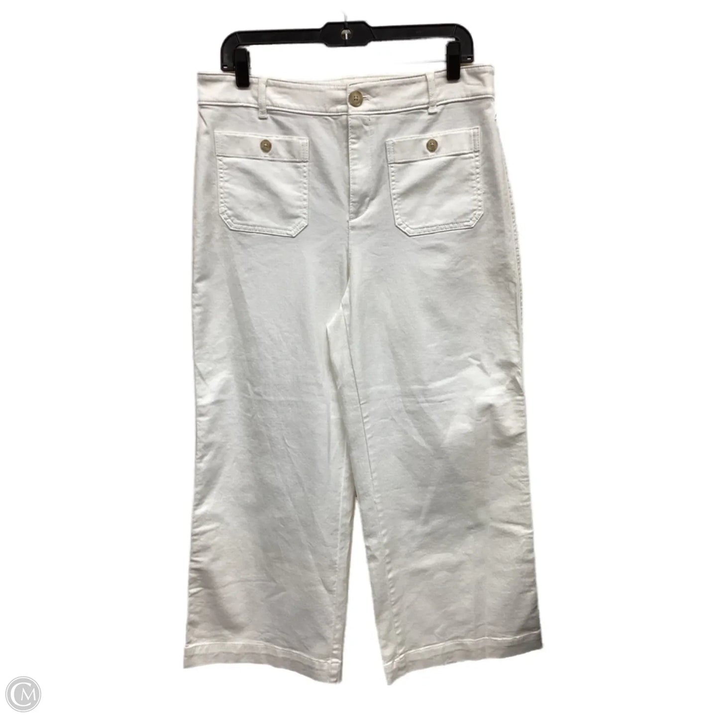 Jeans Wide Leg By Loft In White Denim, Size: 10