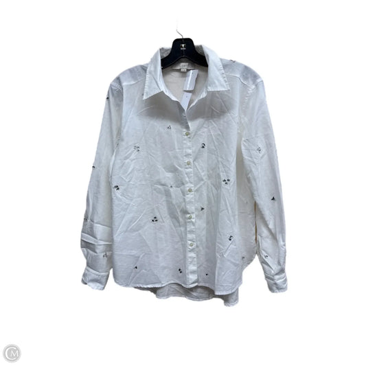 Top Long Sleeve By Loft In White, Size: M