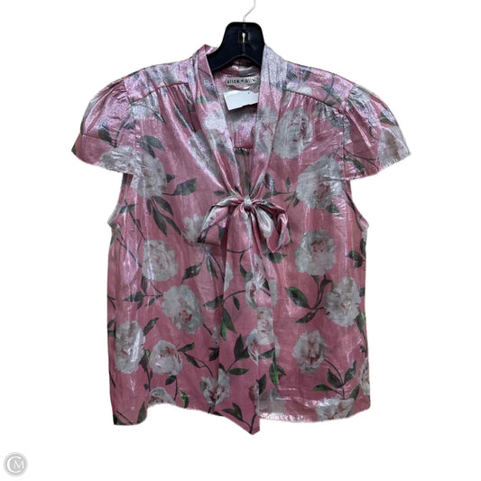 Top Short Sleeve Designer By Alice + Olivia In Floral Print, Size: S
