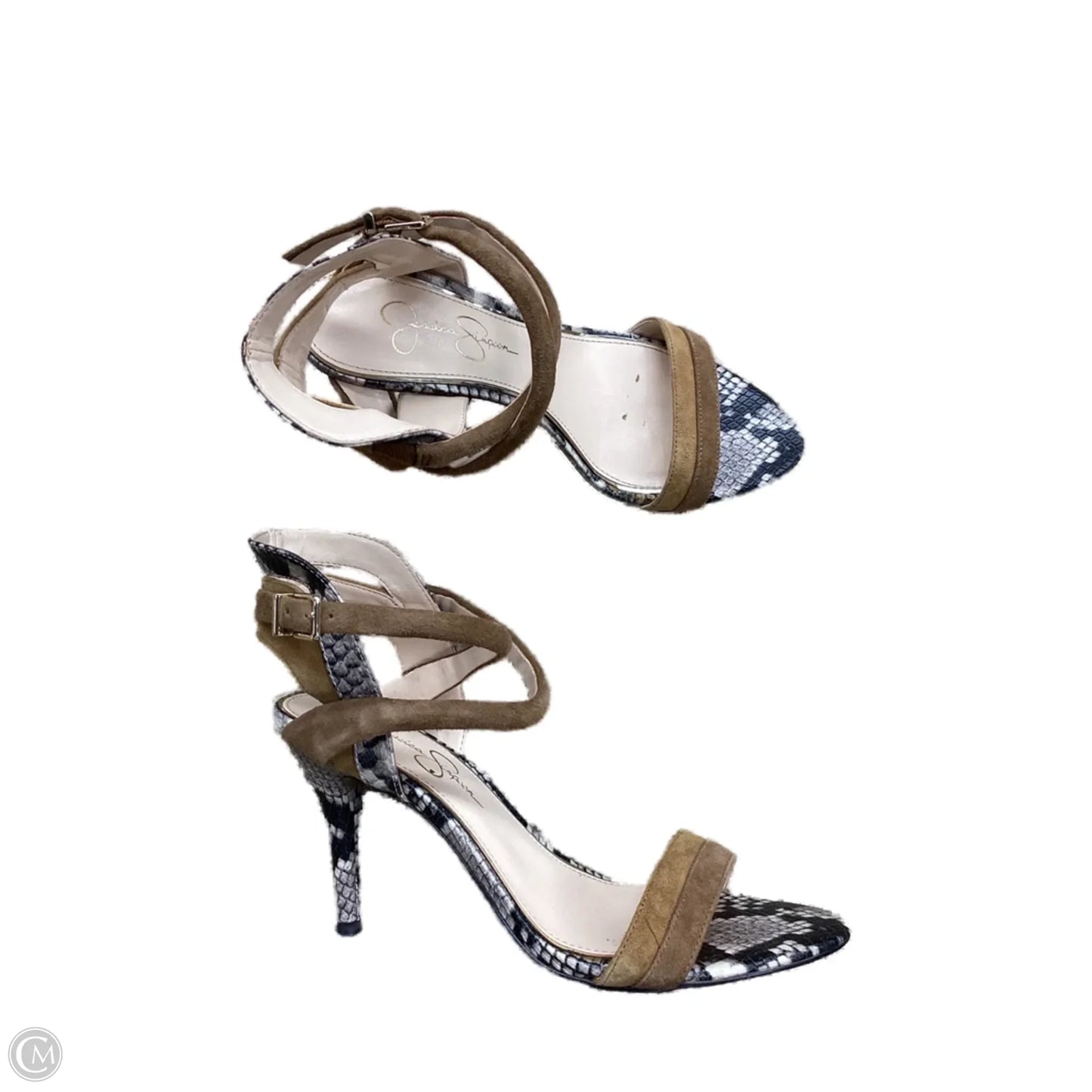 Sandals Heels Stiletto By Jessica Simpson In Snakeskin Print, Size: 8