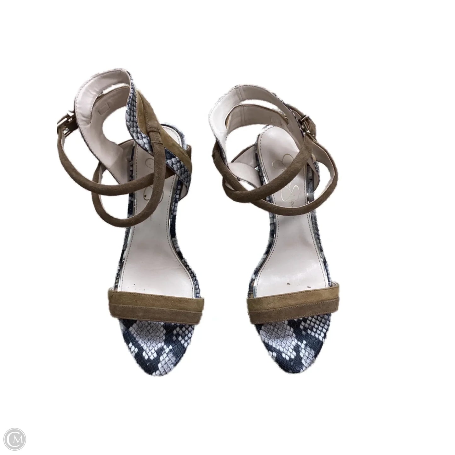 Sandals Heels Stiletto By Jessica Simpson In Snakeskin Print, Size: 8