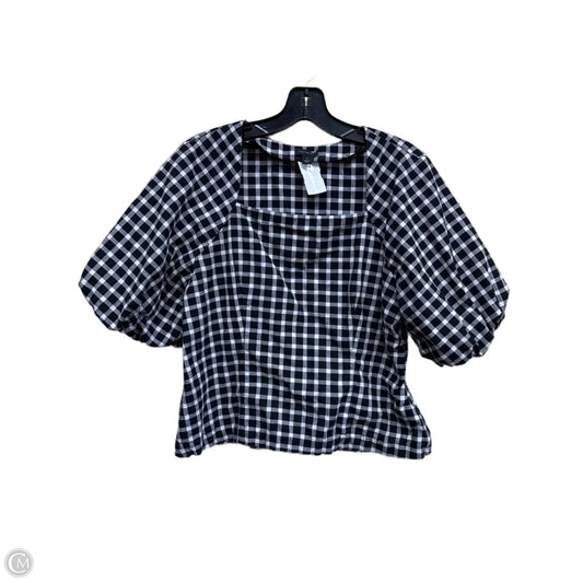 Top Short Sleeve By Ann Taylor In Plaid Pattern, Size: M