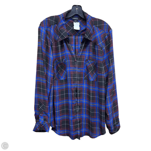 Top Long Sleeve By Torrid In Plaid Pattern, Size: 2x