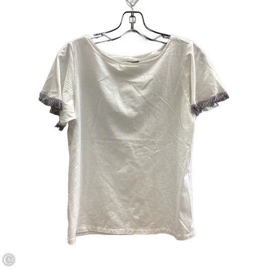 Top Short Sleeve By Ann Taylor In White, Size: M