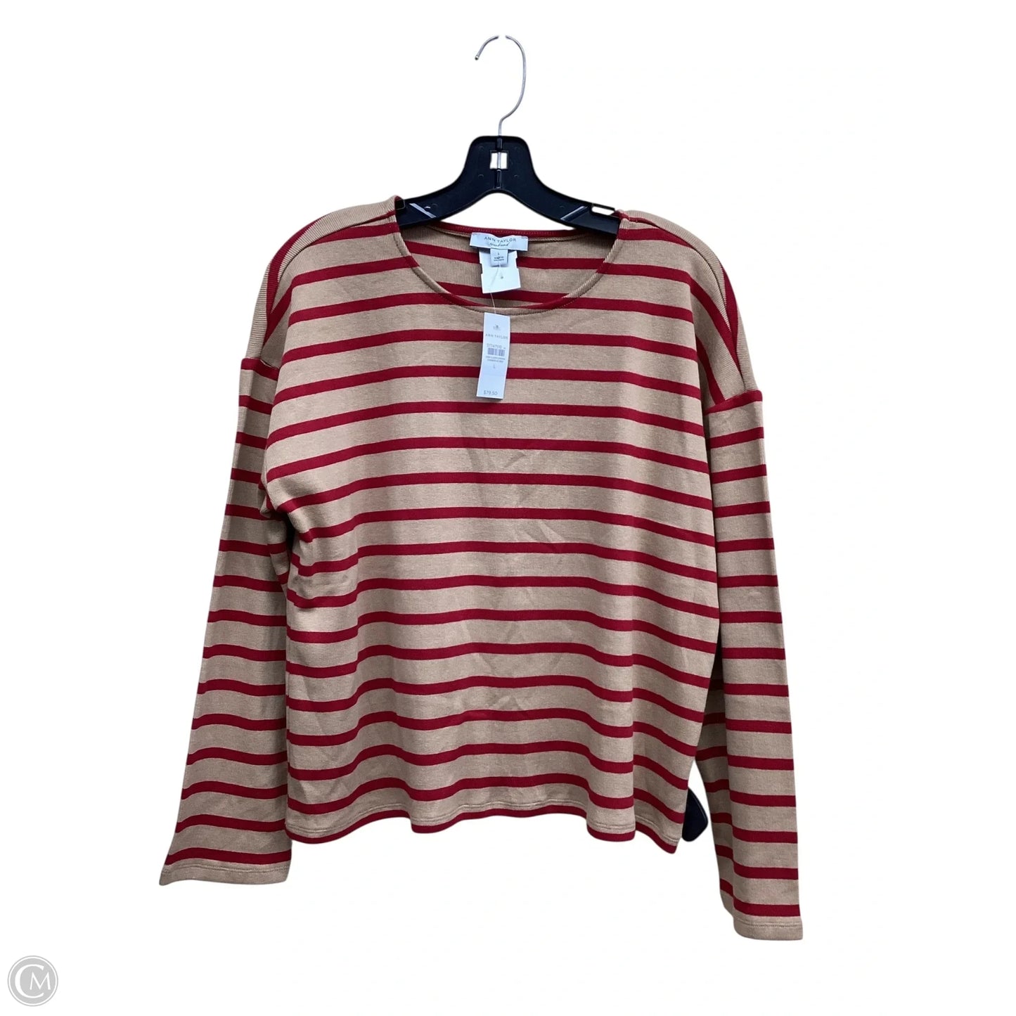 Top Long Sleeve By Ann Taylor In Striped Pattern, Size: L