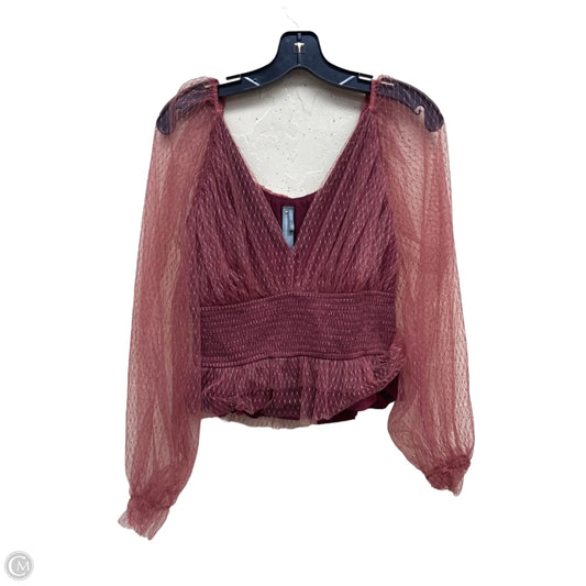 Top Long Sleeve By Anthropologie In Orange, Size: M