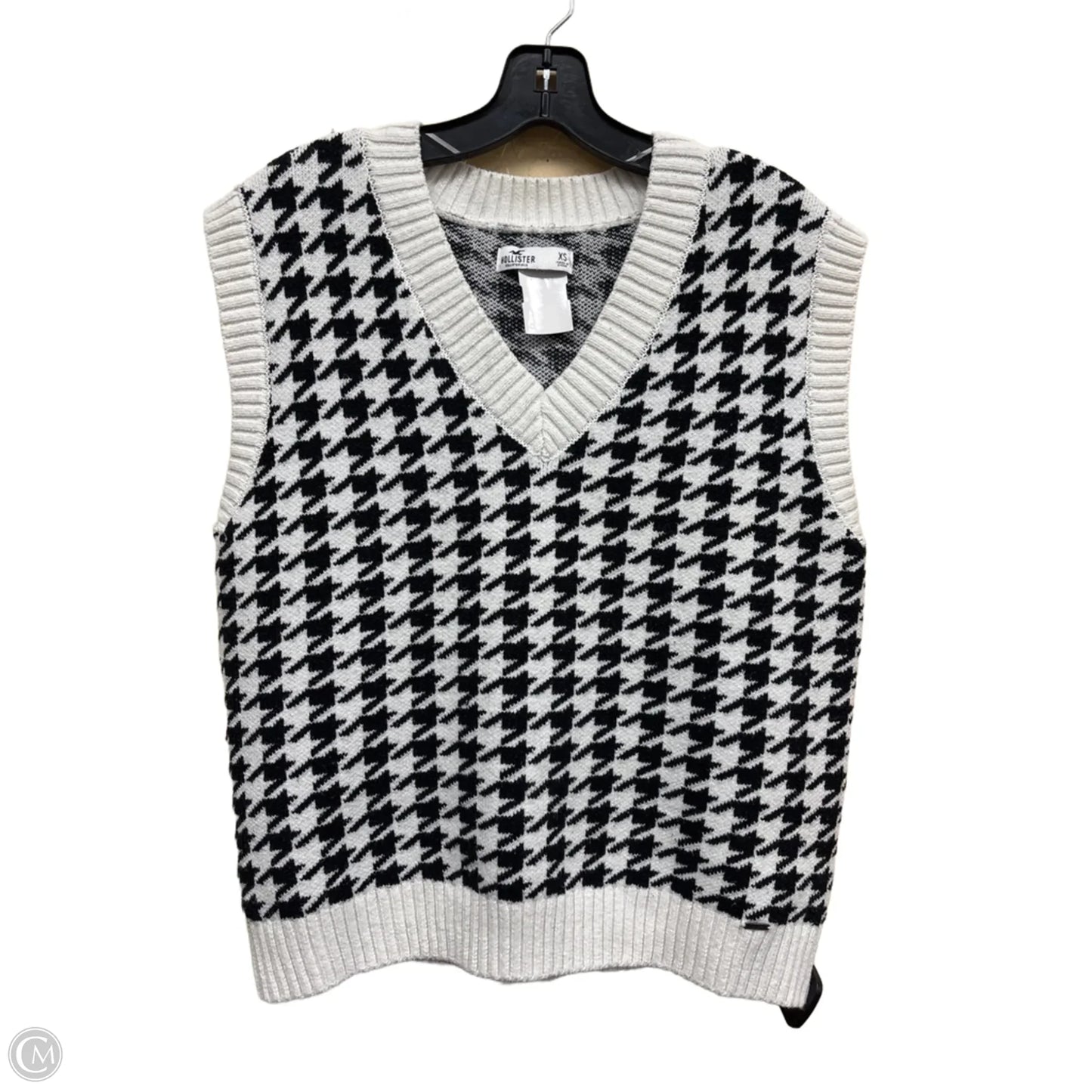 Vest Sweater By Hollister In Black & White, Size: Xs