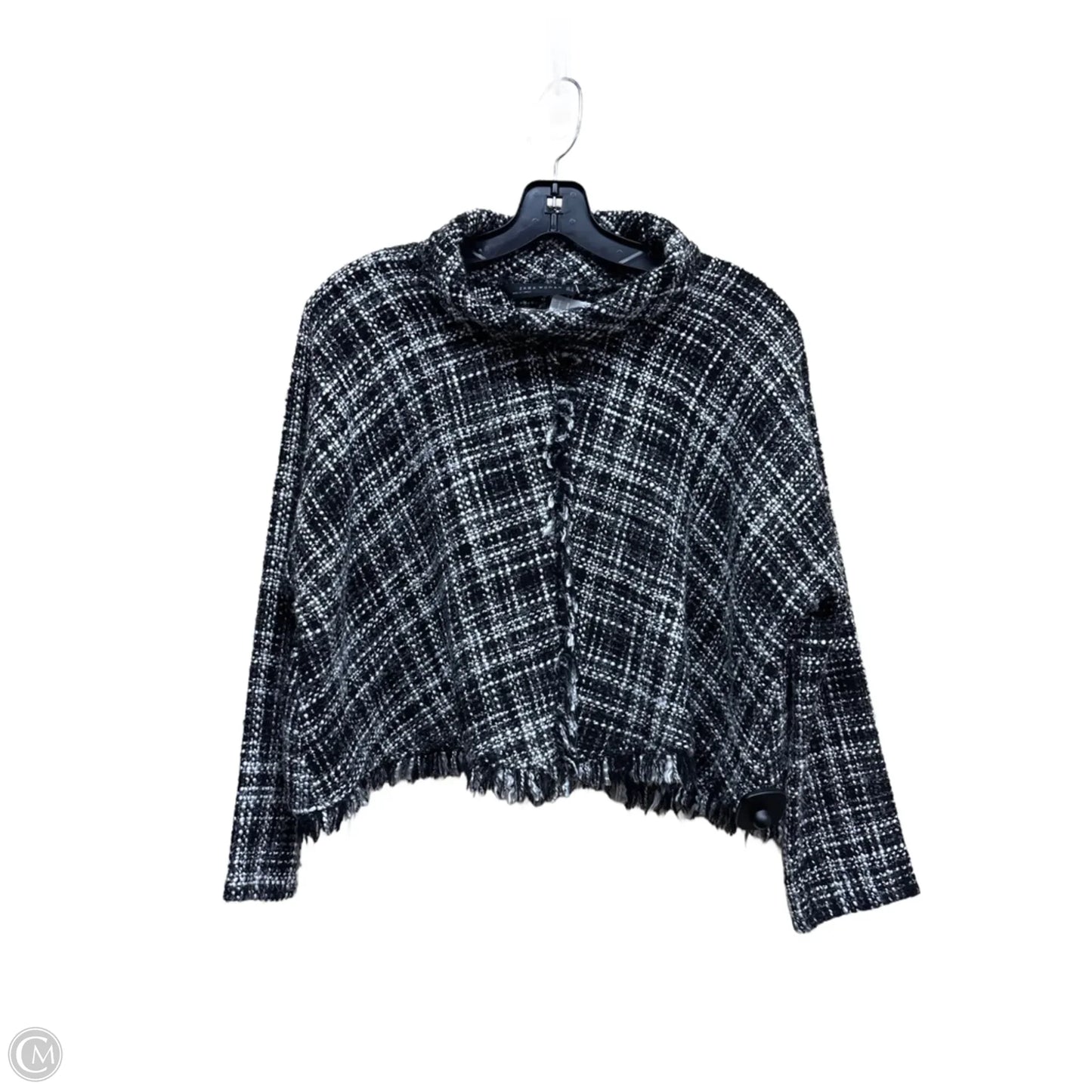 Top Long Sleeve By Zara In Black & White, Size: M