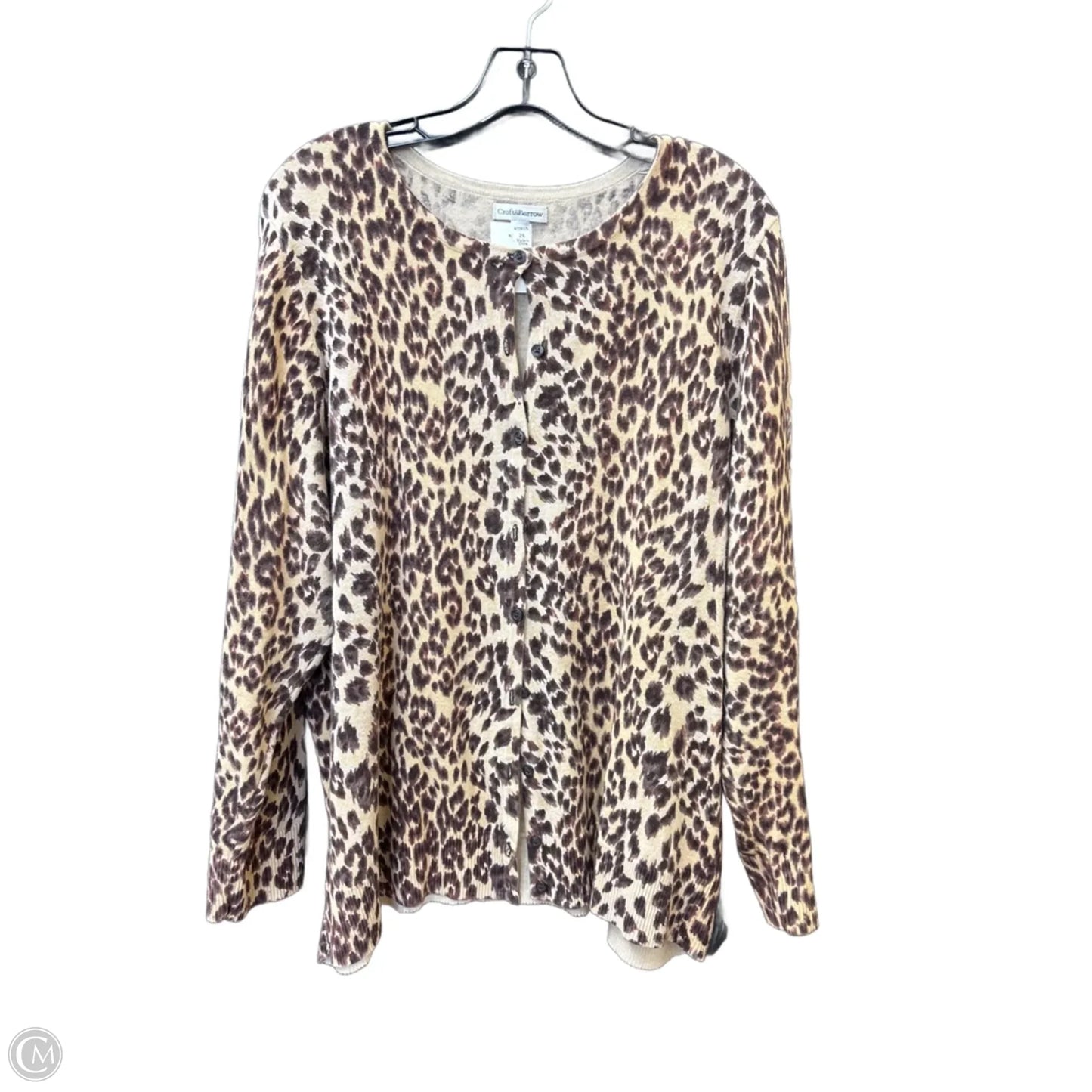Sweater Cardigan By Croft And Barrow In Animal Print, Size: 2x