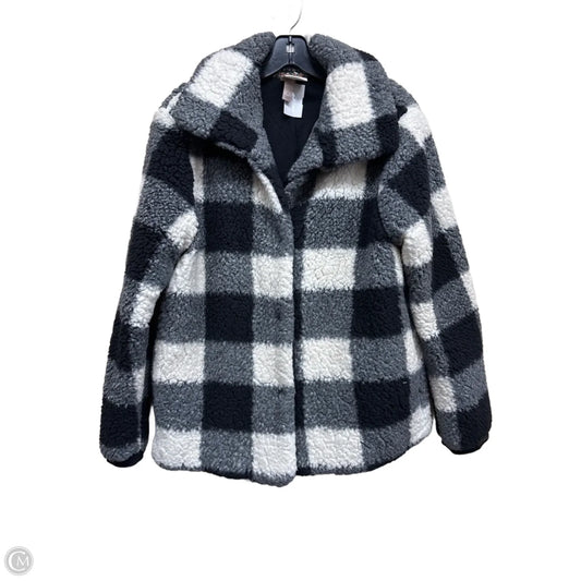 Jacket Faux Fur & Sherpa By Knox Rose In Black & White, Size: L