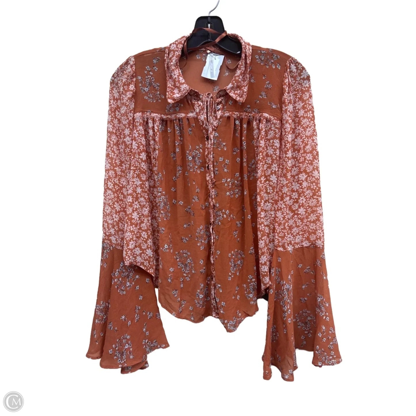 Top Long Sleeve By Free People In Orange, Size: Xs