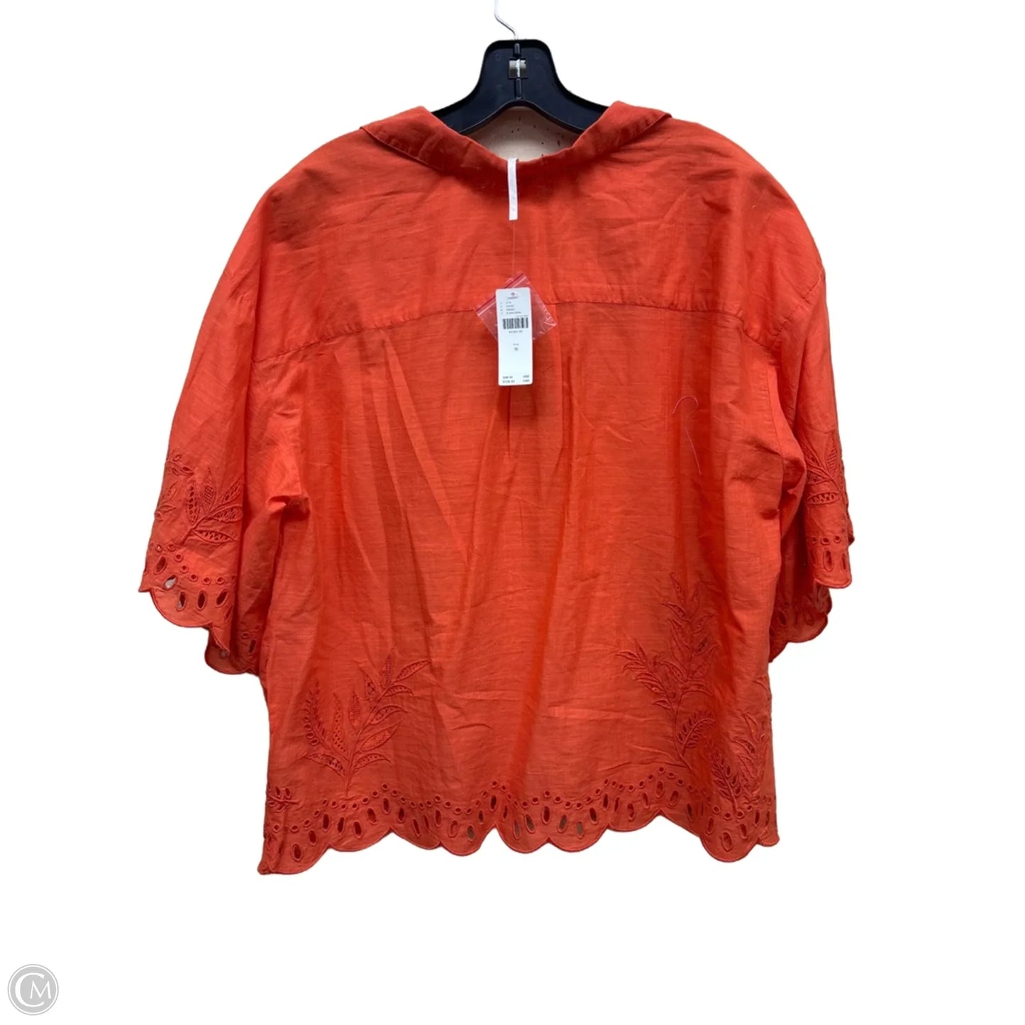 Top Short Sleeve By Anthropologie In Orange, Size: M