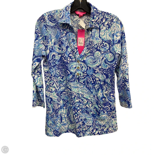 Top Long Sleeve Designer By Lilly Pulitzer In Blue, Size: Xs