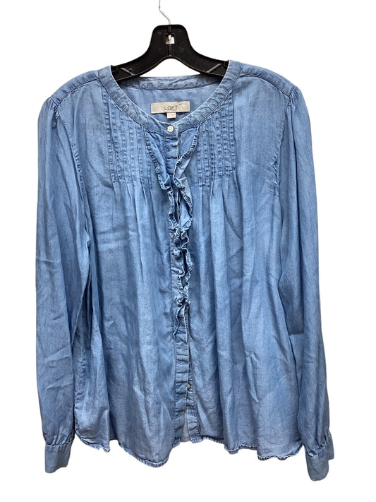 Top Long Sleeve By Loft In Blue Denim, Size: L