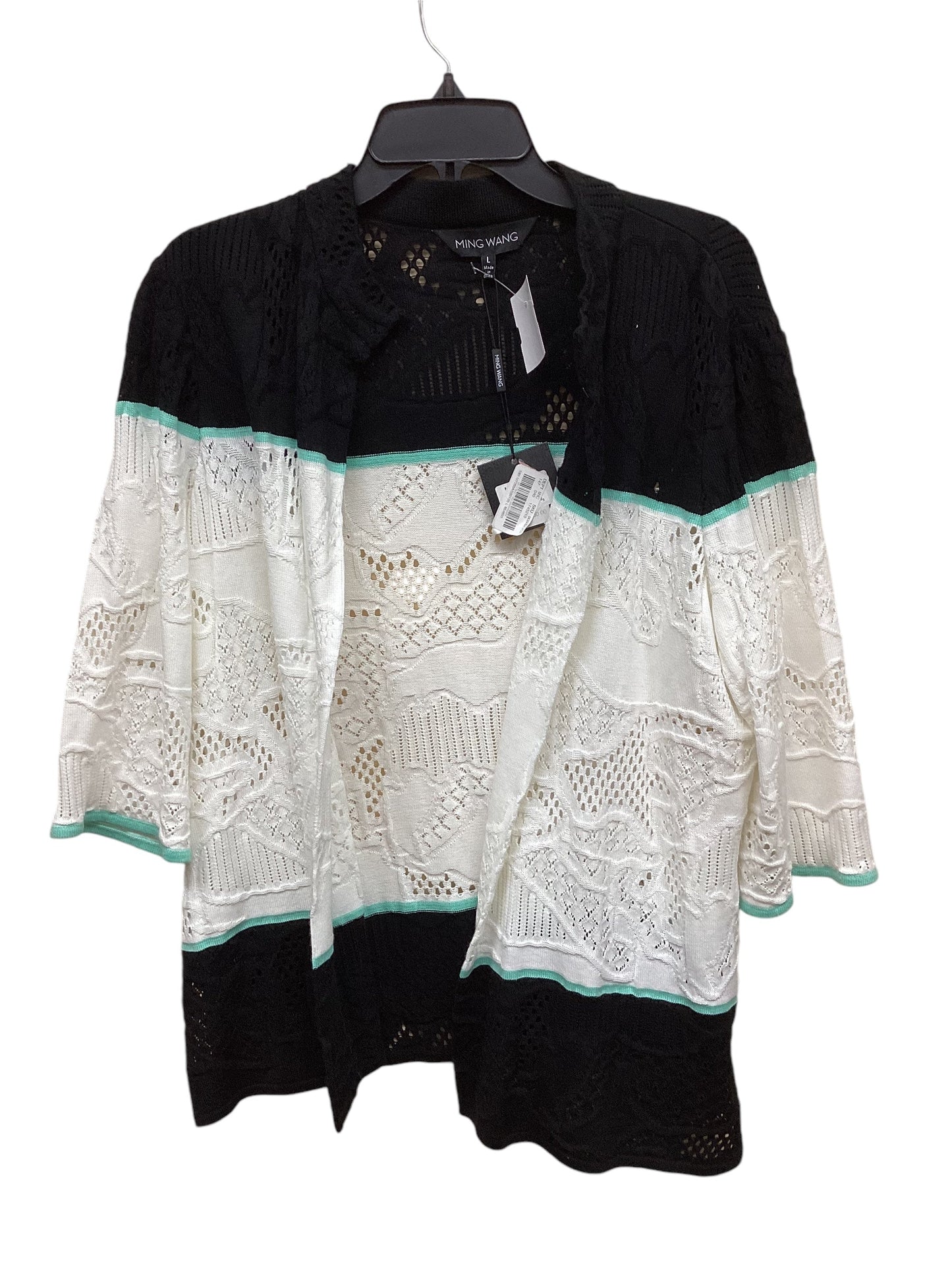 Sweater By Ming Wang In Black & Green, Size: L