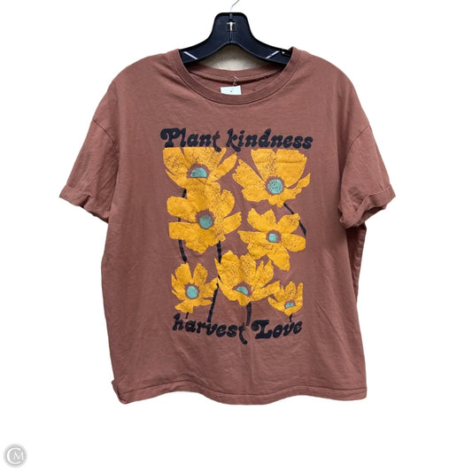 Top Short Sleeve By Clothes Mentor In Brown & Yellow, Size: M