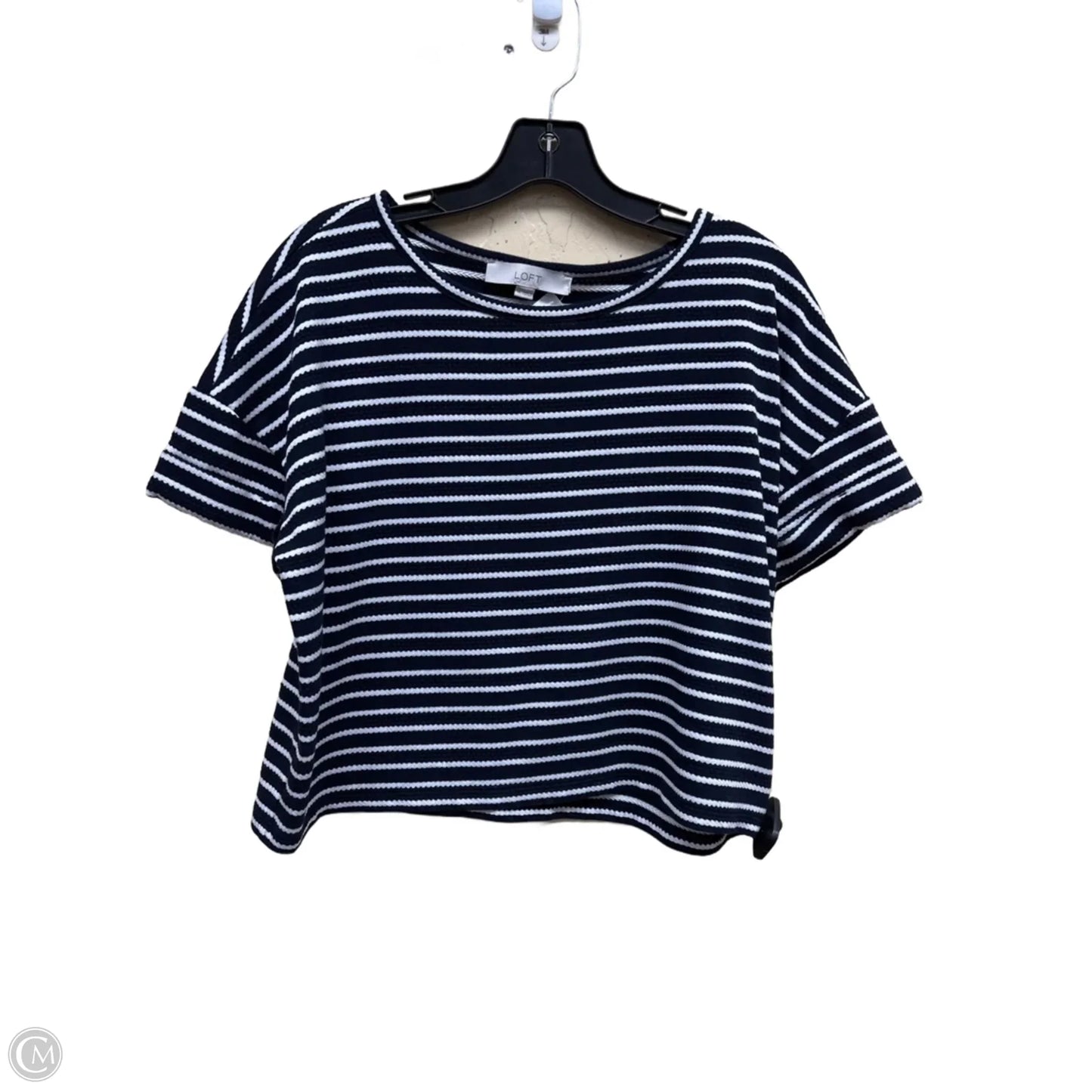 Top Short Sleeve By Loft In Striped Pattern, Size: M
