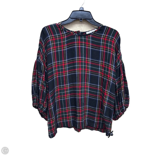 Top Long Sleeve By Loft In Plaid Pattern, Size: Sp