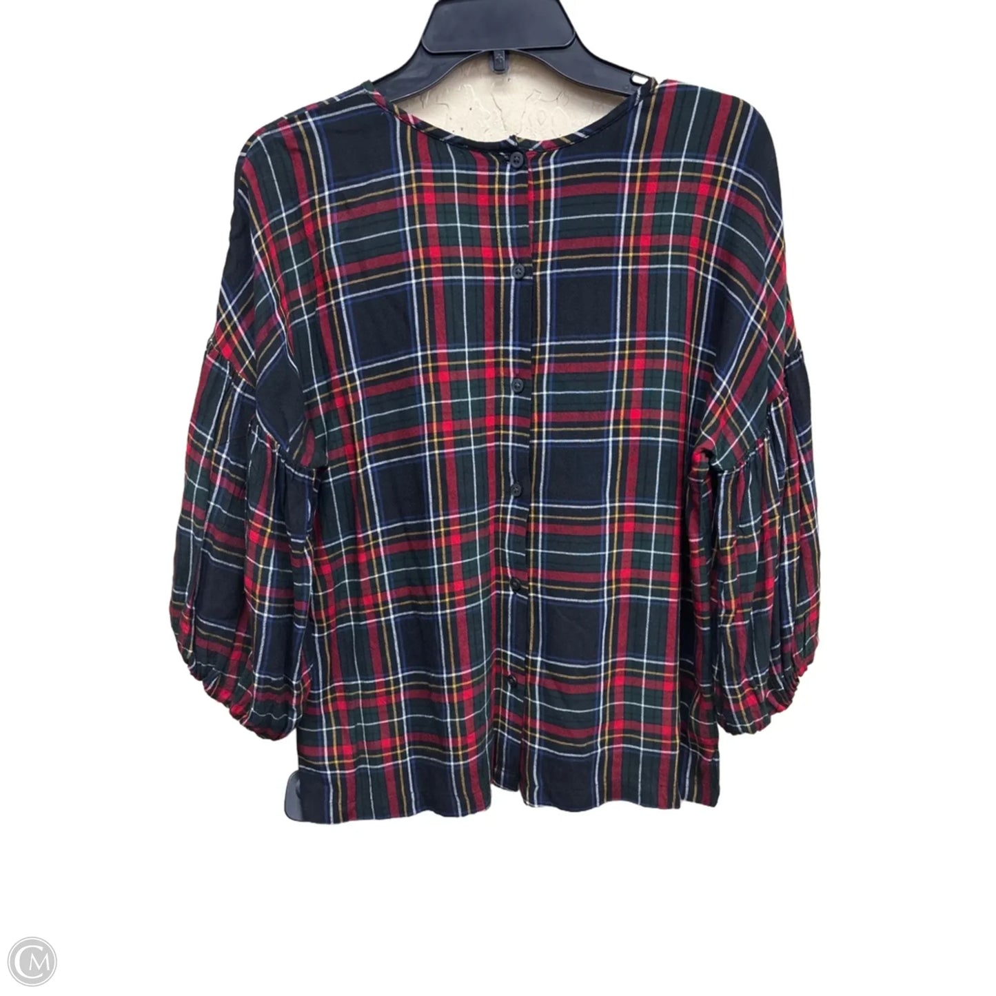 Top Long Sleeve By Loft In Plaid Pattern, Size: Sp